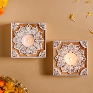 Wooden T-Lights (Set of 2 for 300 )