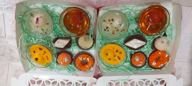 Mix Mithai Candles 55 rs for each (Box of 2 ,4,6,8 and 12 available) Customized as per your needs