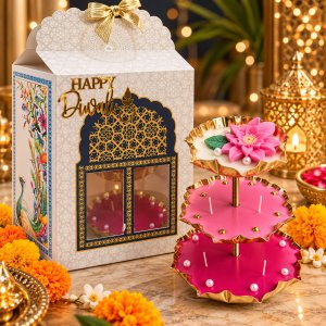 3 Layer Lotus stand urli   Height 7 inch (urlis 3.5 inch 4.5inch and 5.5inch)