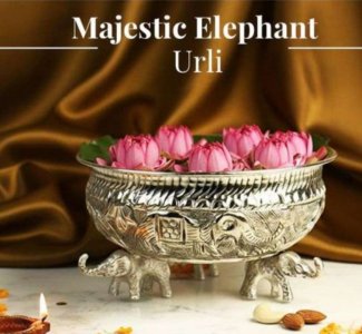 Majestic Elephant Urli (8 inches)