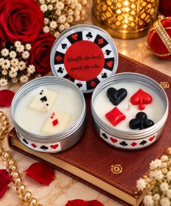 Tin with poker shapes (3inch diameter and 1.7 inch height)