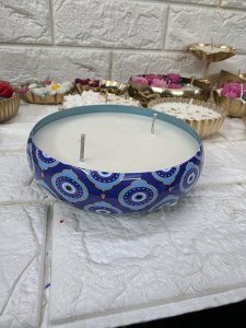 Evil Eye Printed Blue Urli  (5 inches)